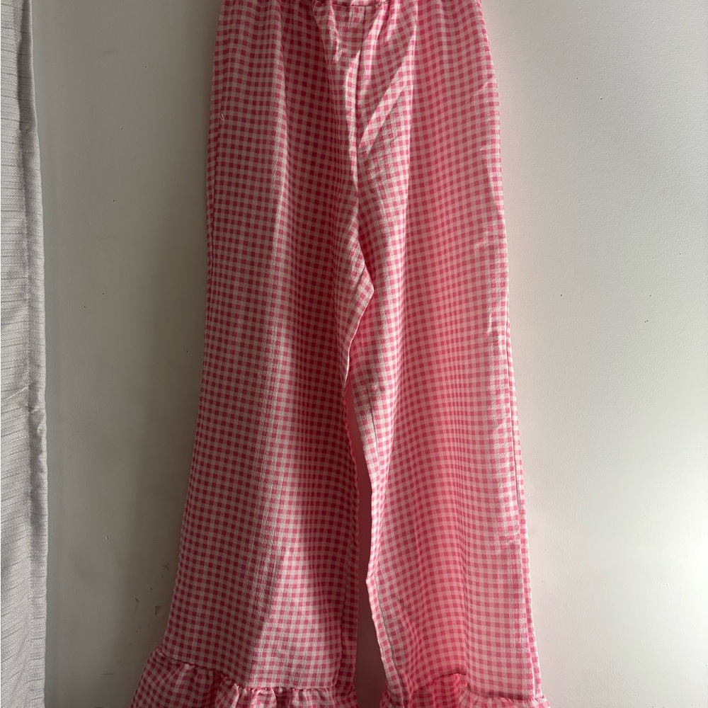Charming Pink Checkered Kids Pajama Bottoms